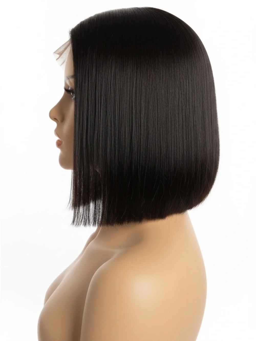 Short Center-Part Lace Front Bob Wig - Dark Brown